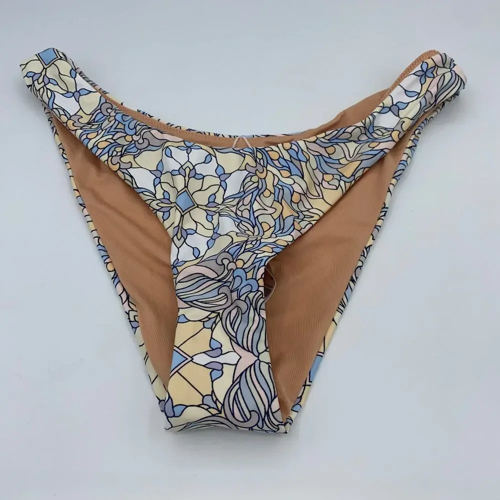 NWT J. Crew Floral Cheeky Curved Waist Bikini Swim Bathing Suit Bottom Small